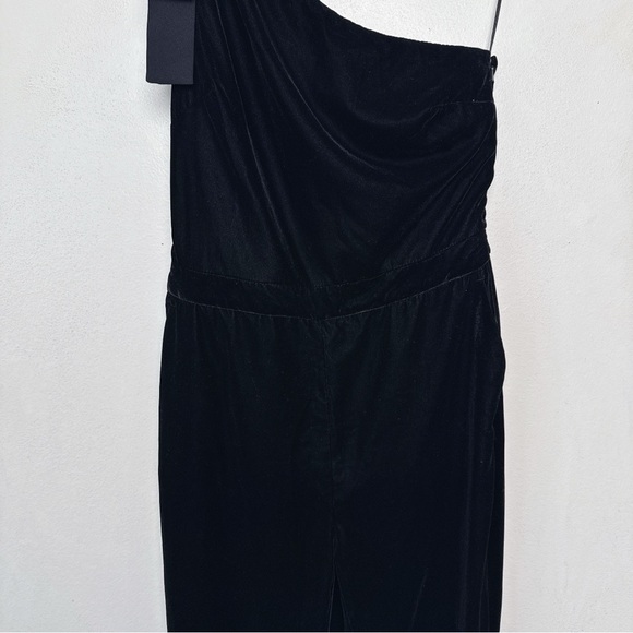 Banana Republic Womens 4 Velvet Bow One Shoulder Maxi Jumpsuit In Black - Picture 6 of 14